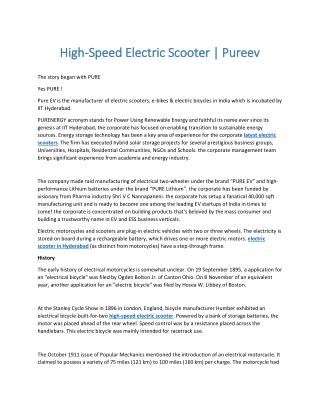 High-Speed Electric Scooter | Pureev