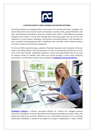 A DETAILED GUIDE TO SMALL BUSINESS ACCOUNTING SOFTWARE