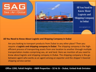 All You Need to Know About Logistic and Shipping Company in Dubai