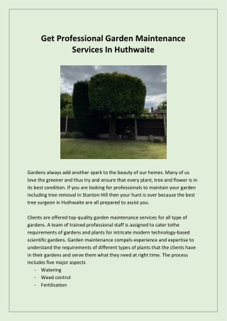 Get Professional Garden Maintenance Services In Huthwaite
