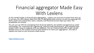 Financial aggregator Made Easy With Lexlens