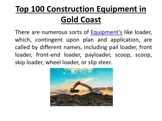 Top 100 Construction Equipment in Gold Coast