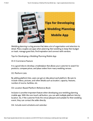 Tips for Developing a Wedding Planning Mobile App