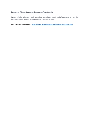 Freelancer Clone - Advanced Freelancer Script Online