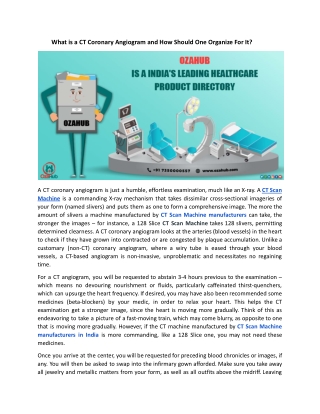What is a CT Coronary Angiogram and How Should One Organize For It