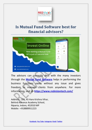 Is Mutual Fund Software best for financial advisors