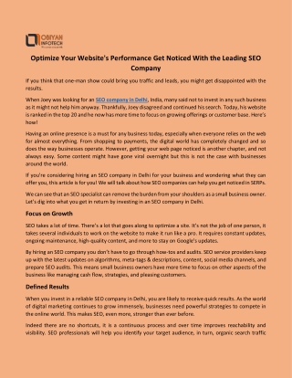 Optimize Your Website's Performance Get Noticed With the Leading SEO Company