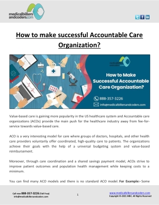 How to make successful Accountable Care Organization?