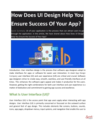 How Does UI Design Help You Ensure Success Of Your App