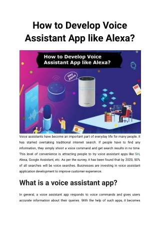 How to Develop Voice Assistant App like Alexa