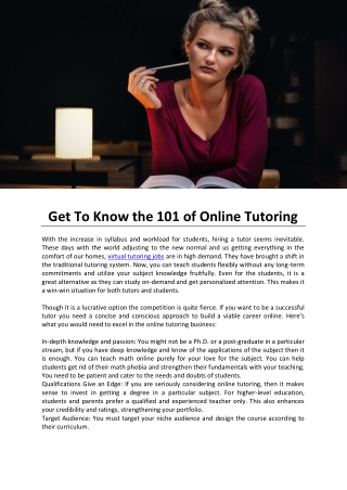 Get To Know the 101 of Online Tutoring