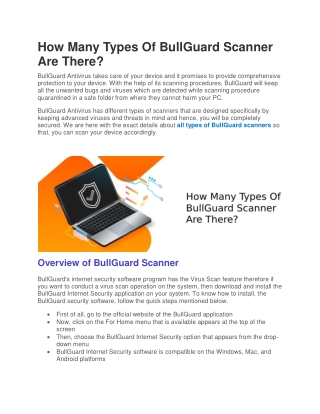 How Many Types Of BullGuard Scanner Are There?