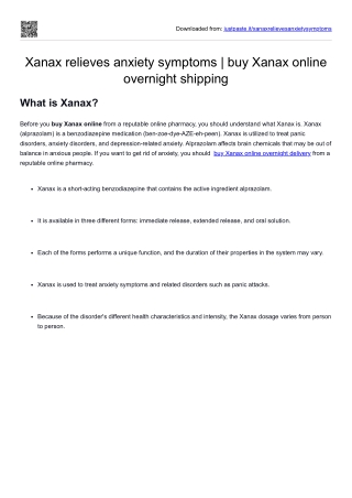 Xanax relieves anxiety symptoms  buy Xanax online overnight shipping