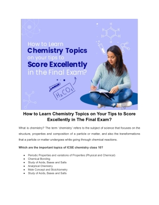 How to Learn Chemistry Topics on Your Tips to Score Excellently in The Final Exam