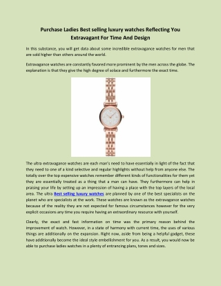 Purchase Ladies Best selling luxury watches Reflecting You Extravagant For Time And Design