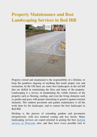 Property Maintenance and Best Landscaping Services in Red Hill