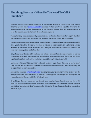 Plumbing Services