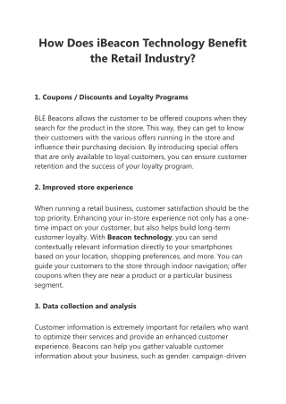 How Does iBeacon Technology Benefit the Retail industry