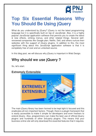 Top Six Essential Reasons Why You Should Be Using jQuery