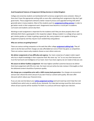Assingment Writing Service UK Livewebtutors-PDF