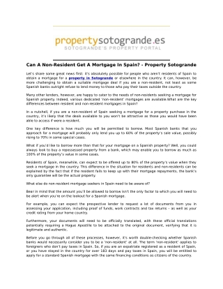 Can A Non-Resident Get A Mortgage In Spain_ - Property Sotogrande