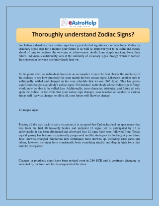 Thoroughly understand Zodiac Signs