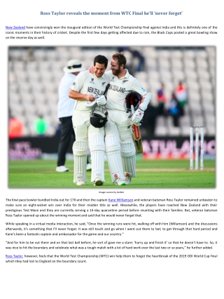 Ross Taylor reveals the moment from WTC Final he’ll ‘never forget’