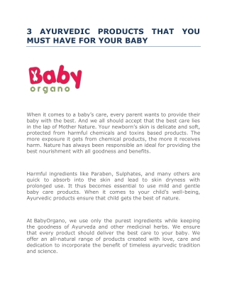 3 AYURVEDIC PRODUCTS THAT YOU MUST HAVE FOR YOUR BABY