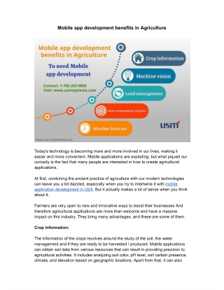 Mobile app development benefits in Agriculture