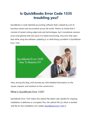 How to Fix and Resolve QuickBooks Error Code 1335?