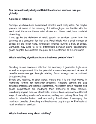 Retail localization services