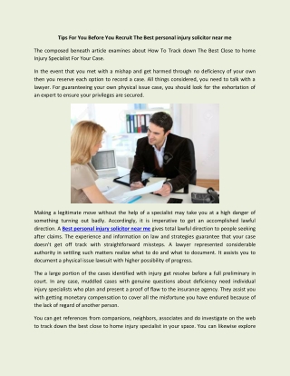 Tips For You Before You Recruit The Best personal injury solicitor near me