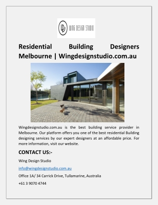 Residential Building Designers Melbourne | Wingdesignstudio.com.au
