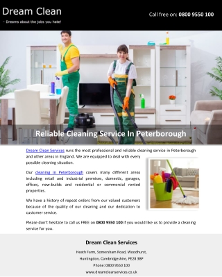 Reliable Cleaning Service In Peterborough