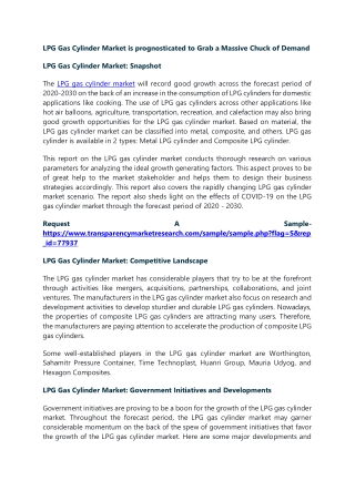 LPG Gas Cylinder Market is prognosticated to Grab a Massive Chuck of Demand