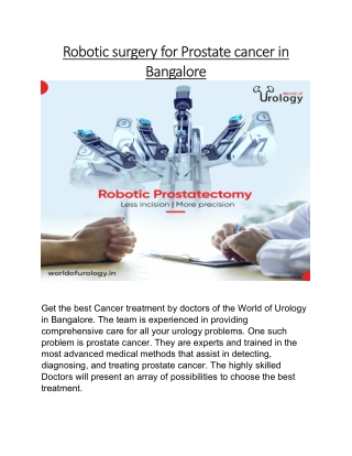 Robotic surgery for Prostate cancer in Bangalore