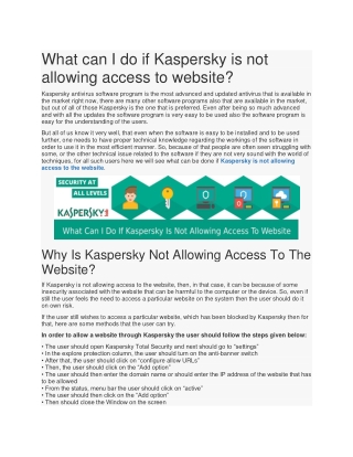 What can I do if Kaspersky is not allowing access to website?