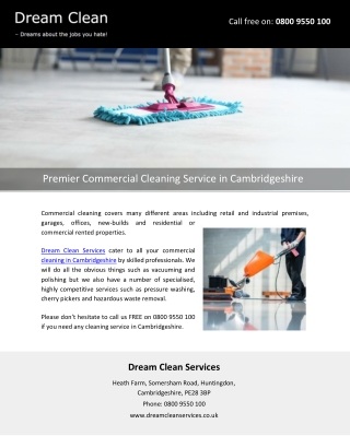 Premier Commercial Cleaning Service in Cambridgeshire