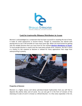 Look for trustworthy Bitumen Distributors in Assam