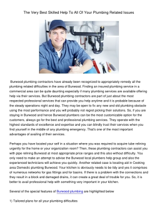 TheVeryBestSkilledHelpToAllOfYourPlumbingRelatedIssues
