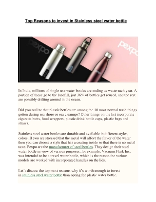 Top Reasons to invest in Pexpo Stainless steel water bottle