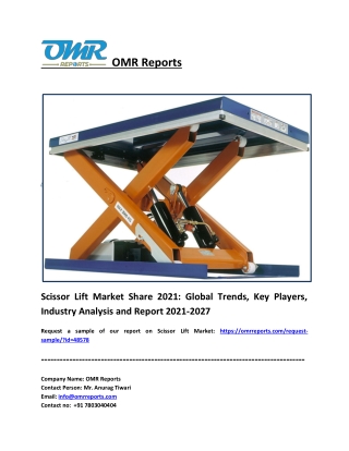 Scissor Lift Market to 2027, Future Outlook, COVID-19 Impact Analysis, Forecast