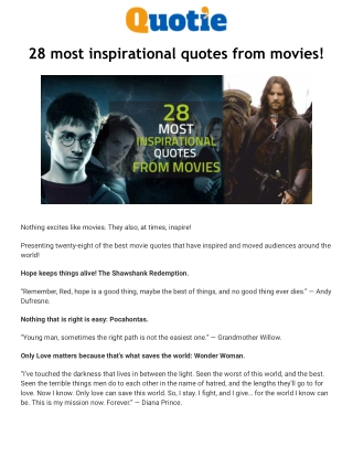 28 most inspirational quotes from movies!