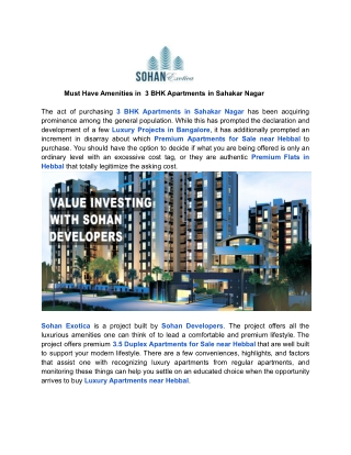 Must Have Amenities in  3 BHK Apartments in Sahakar Nagar (1)
