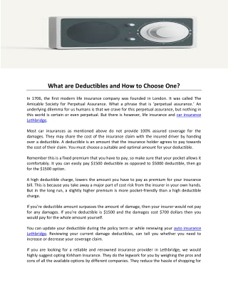 What are Deductibles and How to Choose One