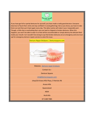 Denture Repair Brisbane Denturesquare.com