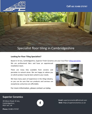Specialist floor tiling in Cambridgeshire