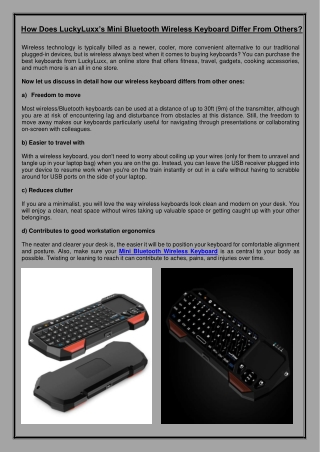 How Does LuckyLuxx’s Mini Bluetooth Wireless Keyboard Differ From Others
