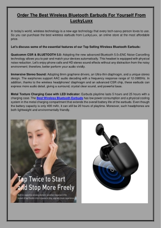 Order The Best Wireless Bluetooth Earbuds For Yourself From LuckyLuxx