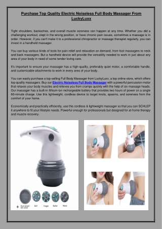 Purchase Top Quality Electric Noiseless Full Body Massager From Luckyluxx